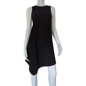 Calvin Klein, Sleeveless Asymmetrical Handkerchief Hem Sheath Dress Black Size S